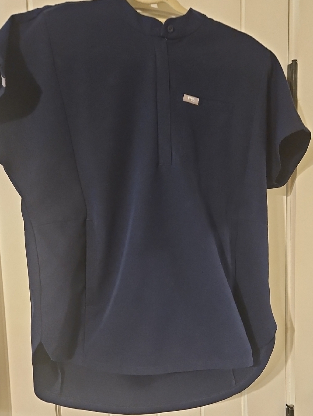 Figs Women's Navy Montex Mandarin Collar Quarter Zip Top Small